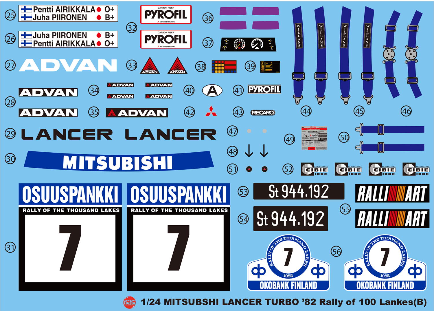 1/24 Mitsubishi Lancer Turbo '82 Rally of 1000 Lakes w/ masking