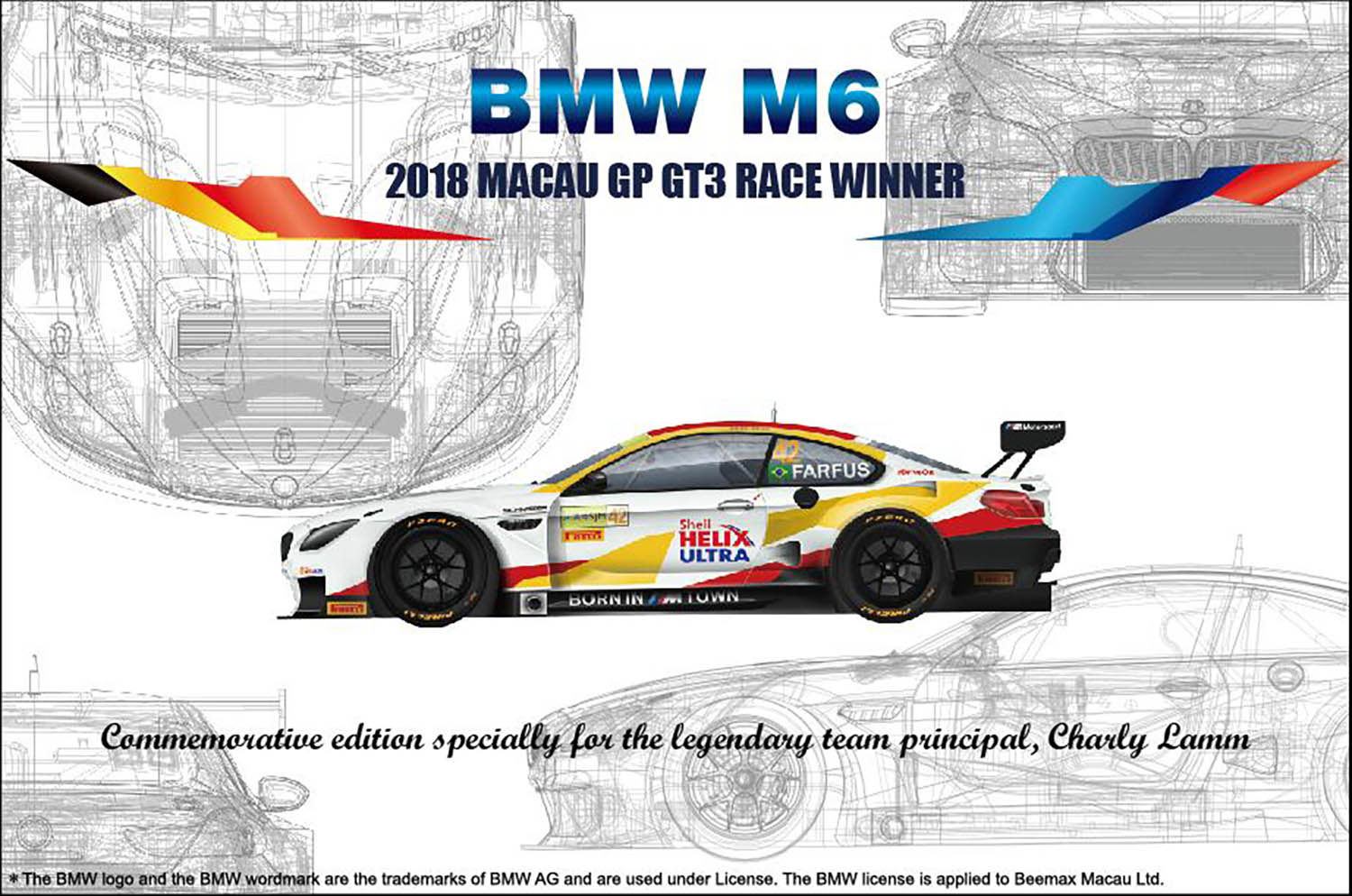 1/24 BMW M6 2018 MACAU GP GT3 RACE WINNER w/ masking sheet