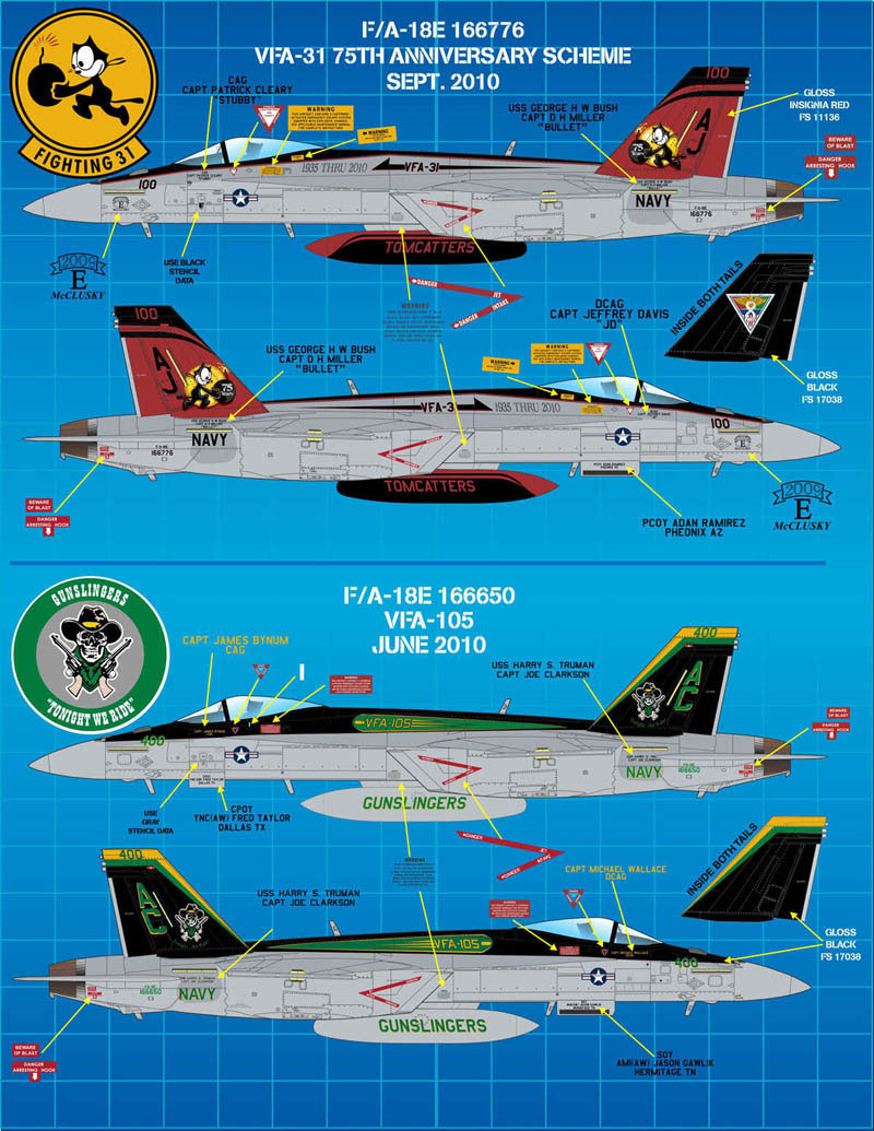 アフターバーナーデカール 1/32 F/A-18E/F イーストコースト スーパーバグCAG part.1