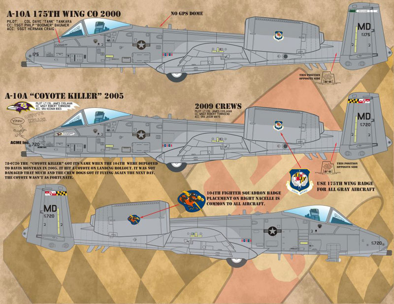 アフターバーナーデカール 1/48 A-10A/C 　第104戦闘飛行隊　"フリーステイトホッグ" 1989-2009 - ウインドウを閉じる