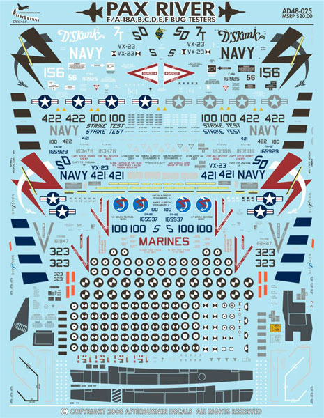 アフターバーナーデカール 1/48 米海軍 F/A-18 A, B, C, D, E, F “Pax River Bug Tes