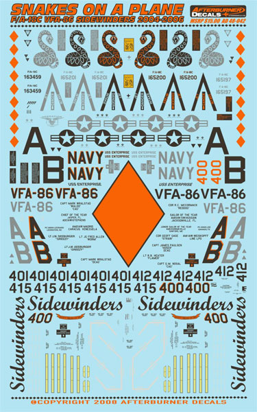アフターバーナーデカール 1/48 米海軍 F/A-18C ”Sidewinders” VFA-86 CVW-1