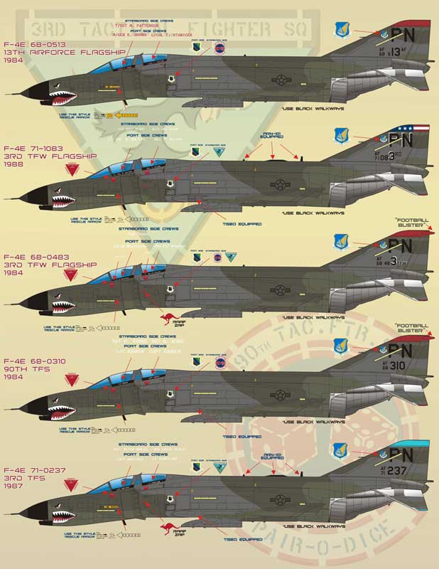 եСʡǥ 1/48 ꥫ F-4E/G 3TFW "3TFS" "90TFS" եȥ