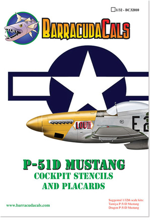 バラクーダデカール 1/32 P-51 マスタング コクピット用 ステンシルデカール＆プラカード - ウインドウを閉じる