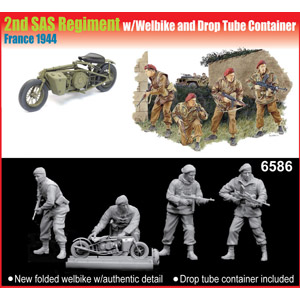 cyber-hobby 1/35 2nd SAS Regiment w/Welbike and Drop Tube Contai