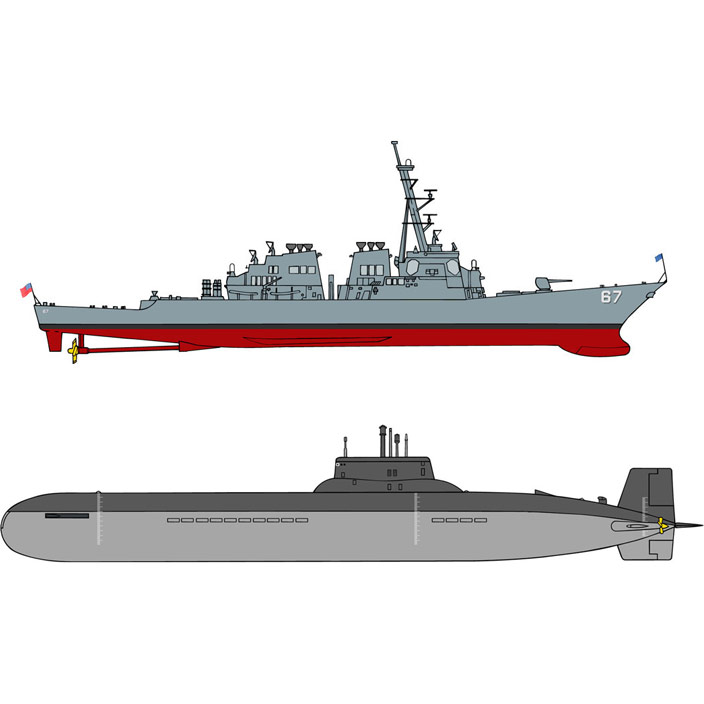 cyber-hobby 1/700 Russian Typhoon Submarine vs U.S.S. Cole Destr