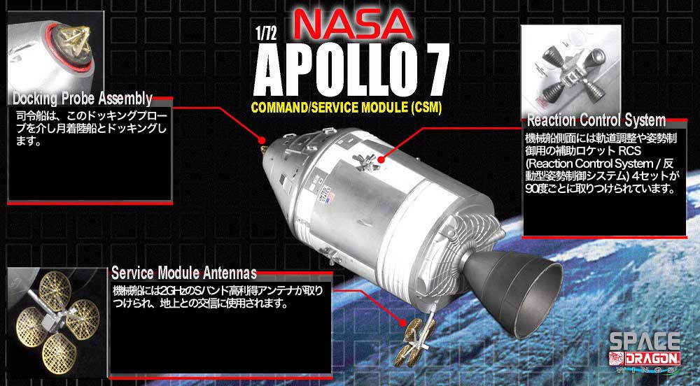 SpaceDragonWings 1/72 NASA Apollo 7 Command & Service Module