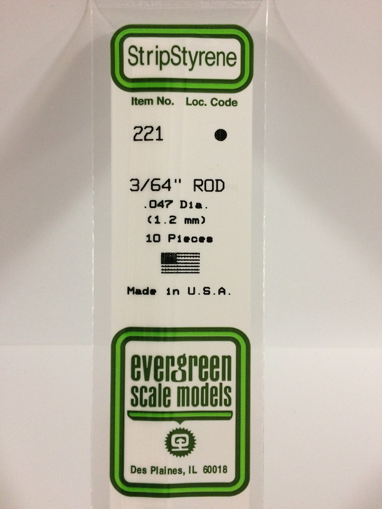 エバーグリーン プラ素材 丸棒 直径1.2mm 長さ35cm (10本入り) [EGP221