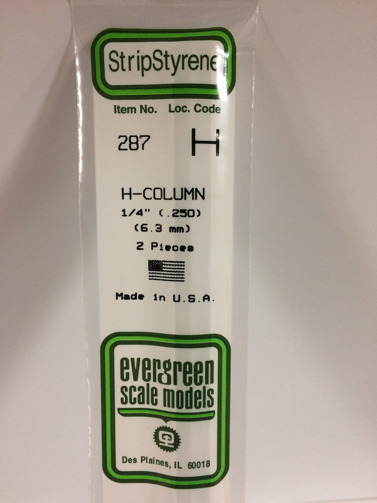 エバーグリーン H字型棒ウェブ高6.3mmウェブ厚0.50mmフランジ幅6.0mmフランジ厚0.40mm長さ35cm(2本入り)