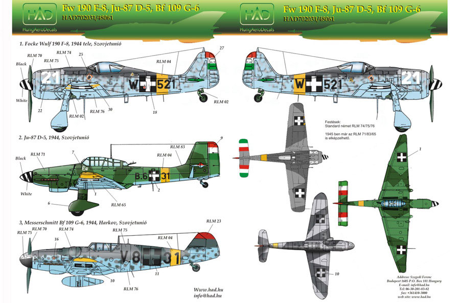 HADǥ 1/72 FW 190 F-8/BF109 G-6/JU-87 G-5 ϥ󥬥꡼