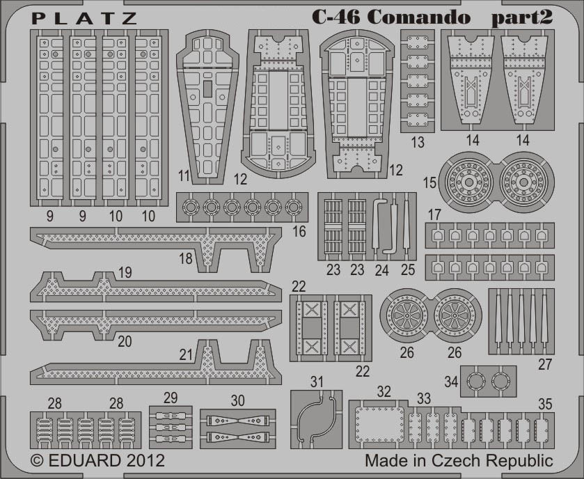 PLATZ Detail-up Photo-Etched Parts for 1/144 C-46D Commando