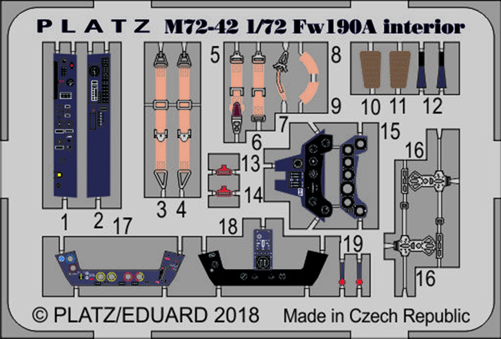 プラッツ 1/72 フォッケウルフ Fw190A用 エッチング(内装)＆スワスチカデカールセット