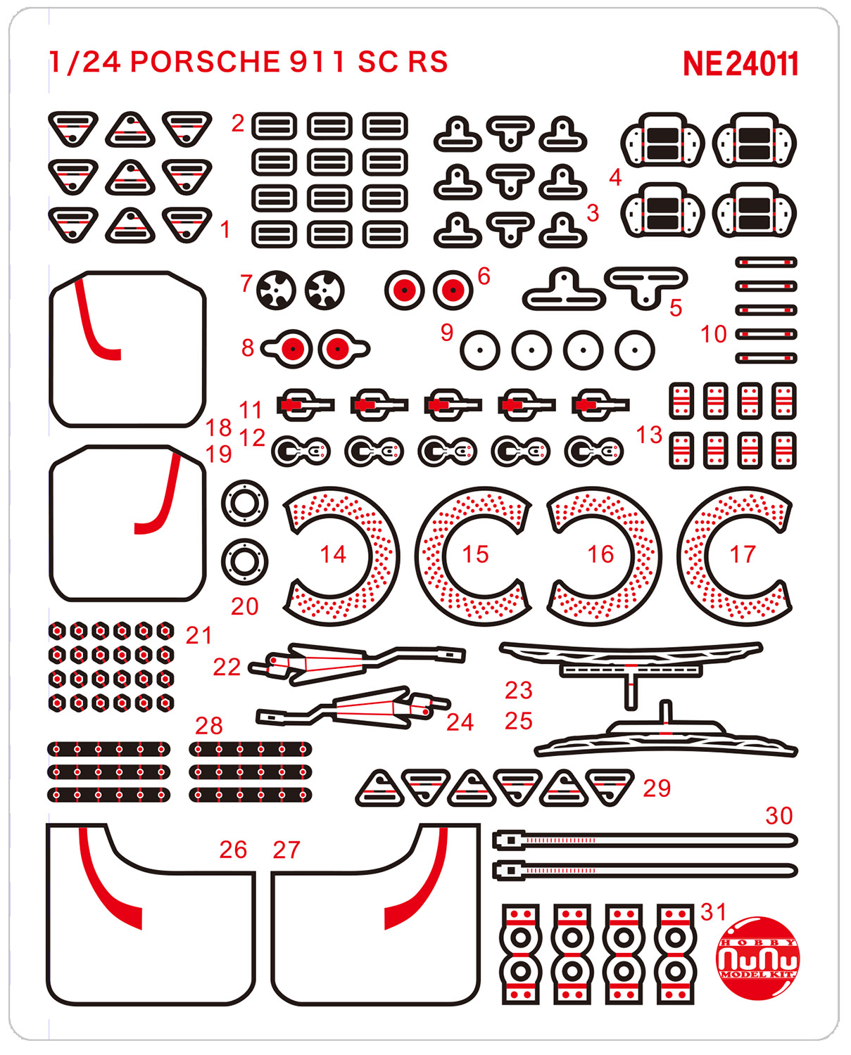 Detail-Up Parts for PLATZ/NUNU 1/24 PORSCHE 911 SC RS '84 OMAN R