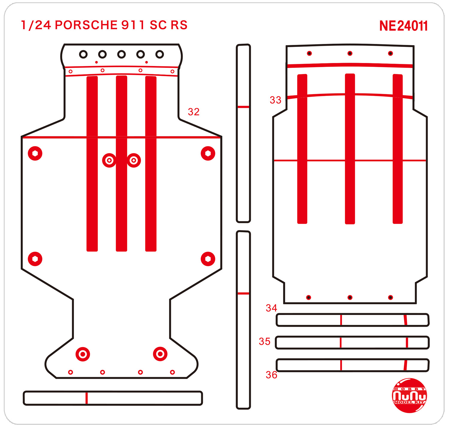 Detail-Up Parts for PLATZ/NUNU 1/24 PORSCHE 911 SC RS '84 OMAN R