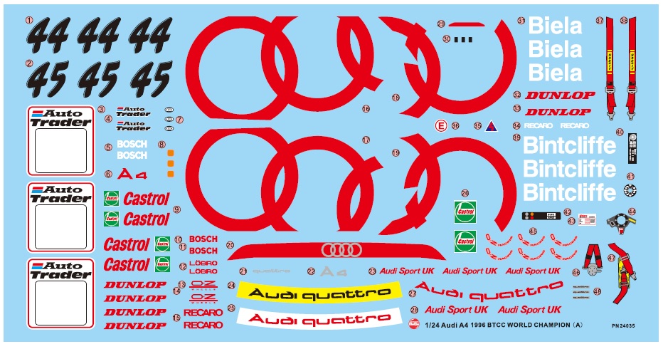 1/24 レーシングシリーズ アウディ A4 クワトロ 1996 BTCCチャンピオン - ウインドウを閉じる
