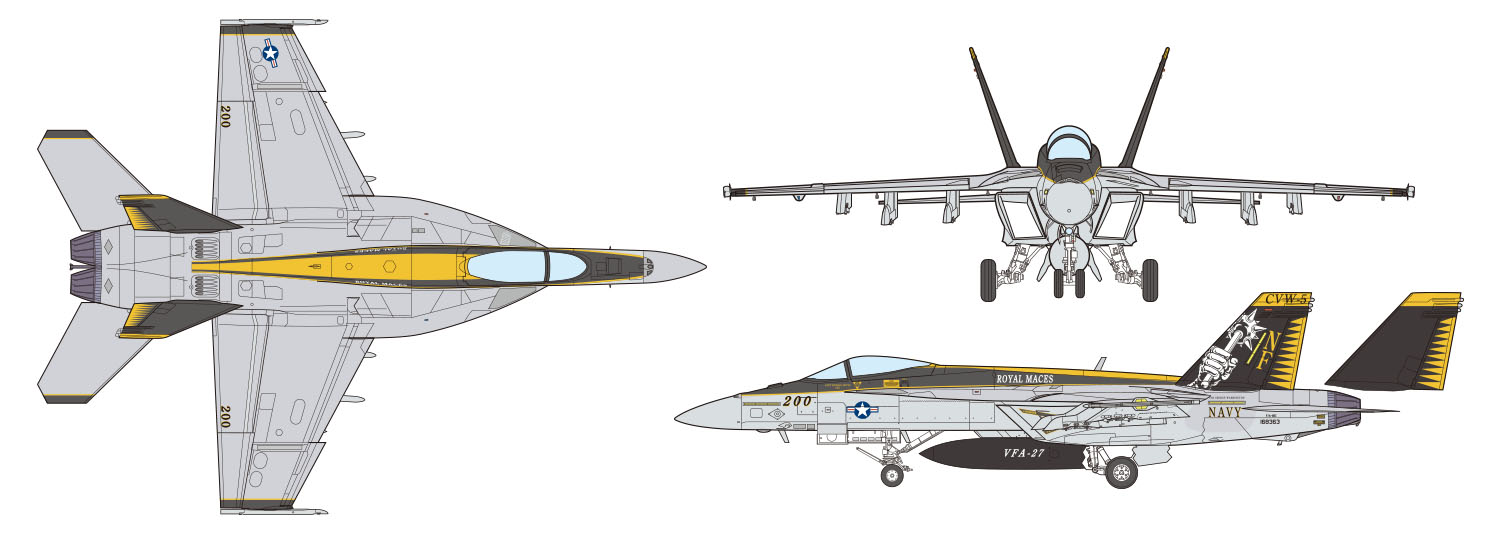 1/144 US Navy F/A18E Super Hornet VFA-27 Royal Maces Iwakuni AB