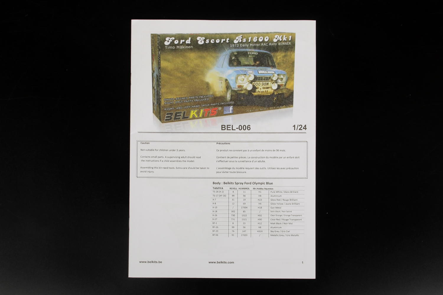 1/24 Ford Escort RS1600 MK.I 1973 RAC Rally Winner