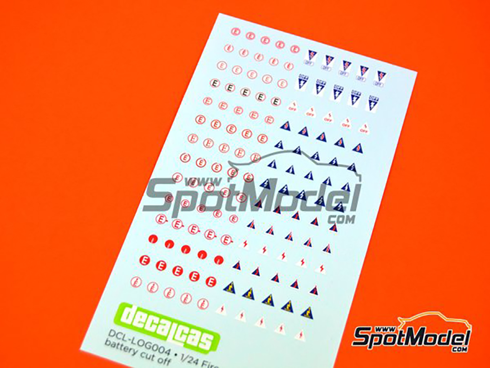 デカールキャス 1/24 消火装置マーク（Eマーク） & キルスイッチマーク デカールセット