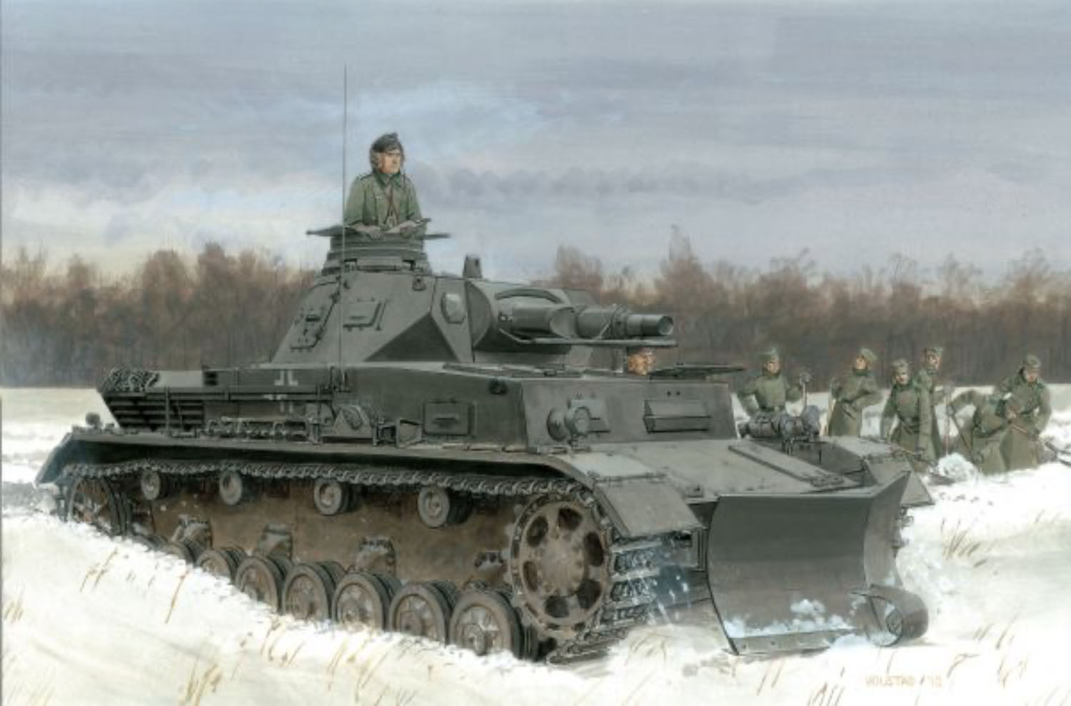 1/35 WW.II ドイツ軍 IV号戦車B型 w/除雪ドーザ マジックトラック付き