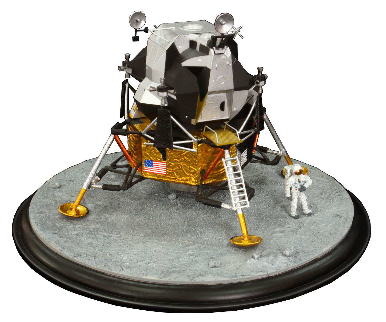 1/48 "人類にとって大きな一歩" アポロ11号月着陸船イーグル w/宇宙飛行士&月面展示台 完成モデル