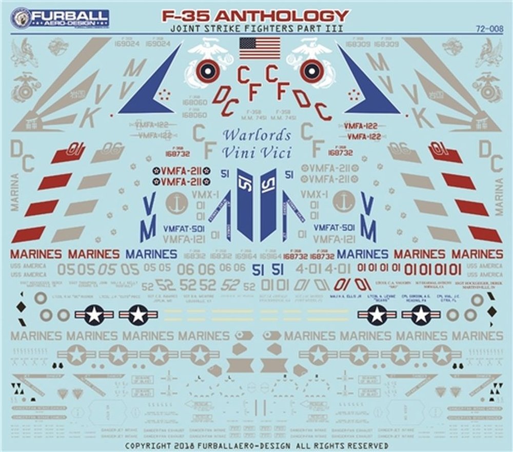 ファーボールエアロデザイン 1/72 アメリカ海兵隊 F-35 アンソロジー デカール Part.III
