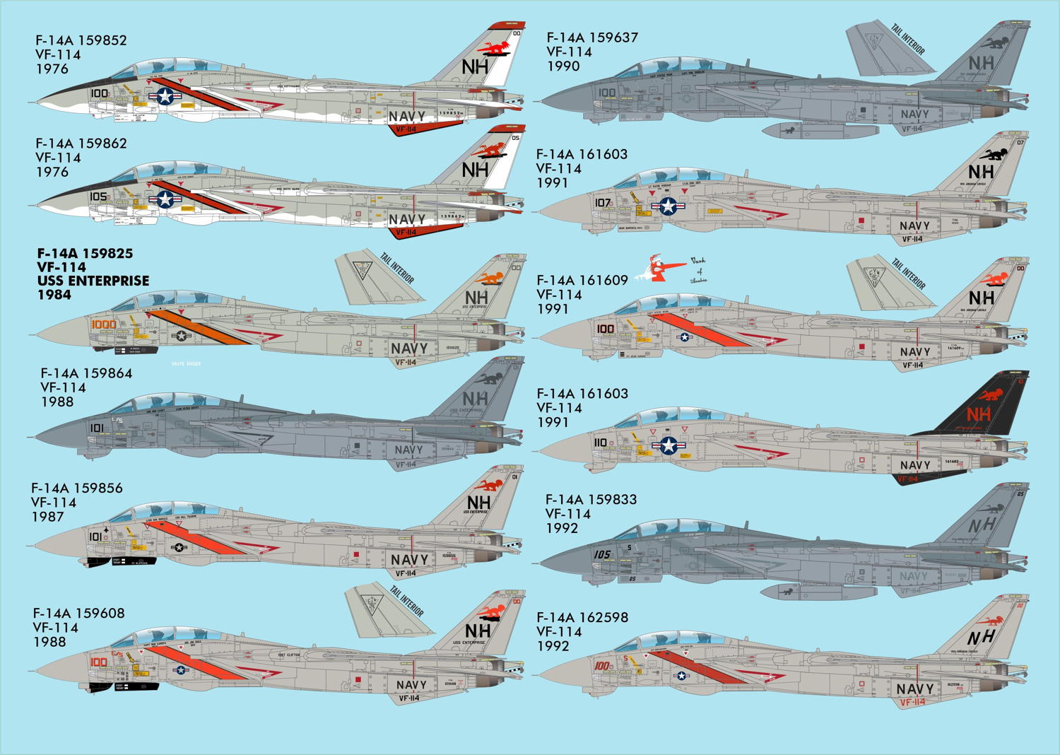 1/48 アメリカ海軍 F-14トムキャット カラー&マーキング パート11 "VF-114 アードバークス" - ウインドウを閉じる
