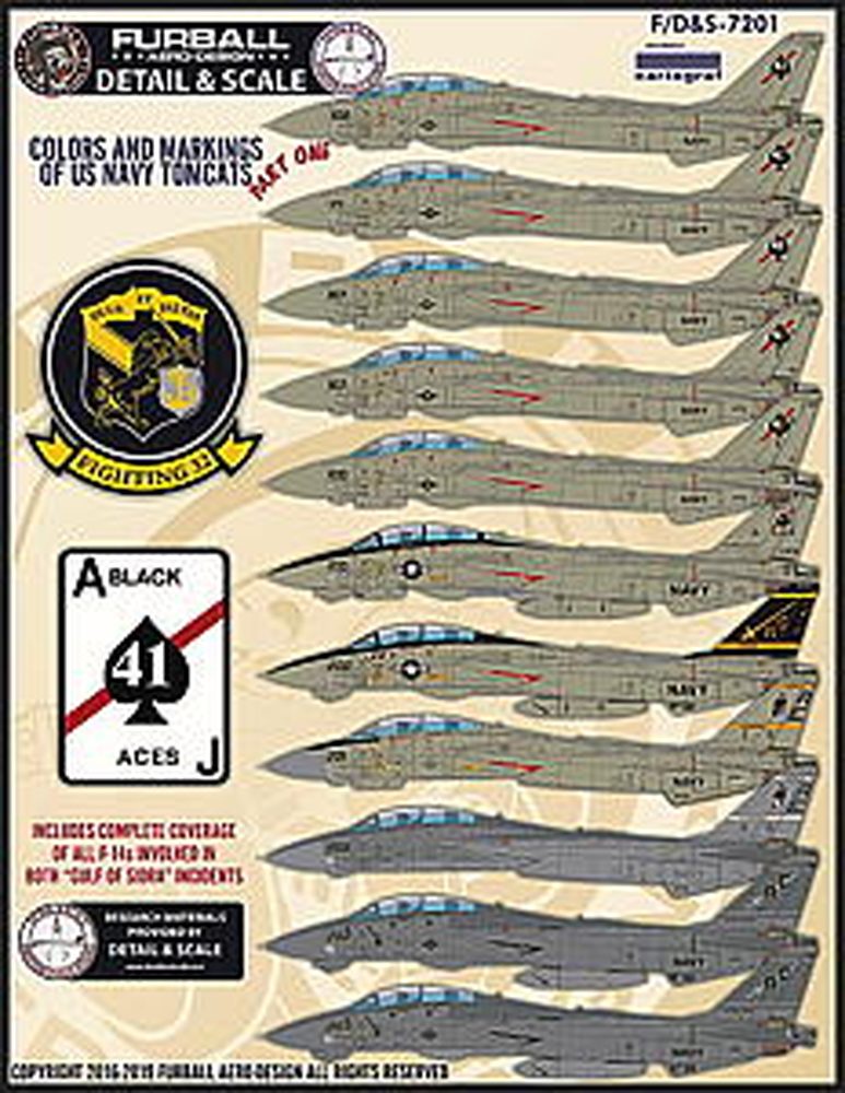 ファーボールエアロデザイン1/72 アメリカ海軍 F-14トムキャット カラー&マーキング デカール Part.I - ウインドウを閉じる