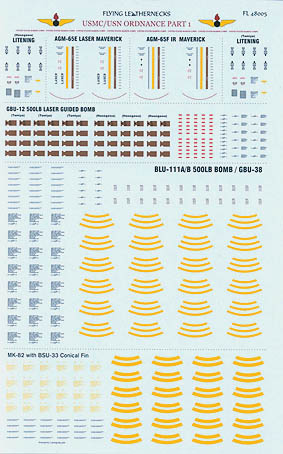 FLYING LETHERNECKS 1/48 US Marine Corps,USN Ordnance Data sheet