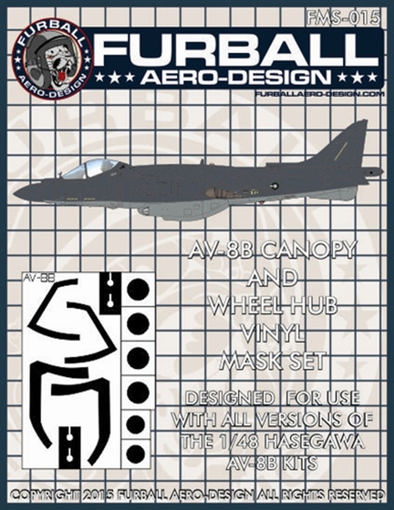 ファーボールエアロデザイン 1/48 AV-8B キャノピー& ホイールハブ用 マスクセット - ウインドウを閉じる