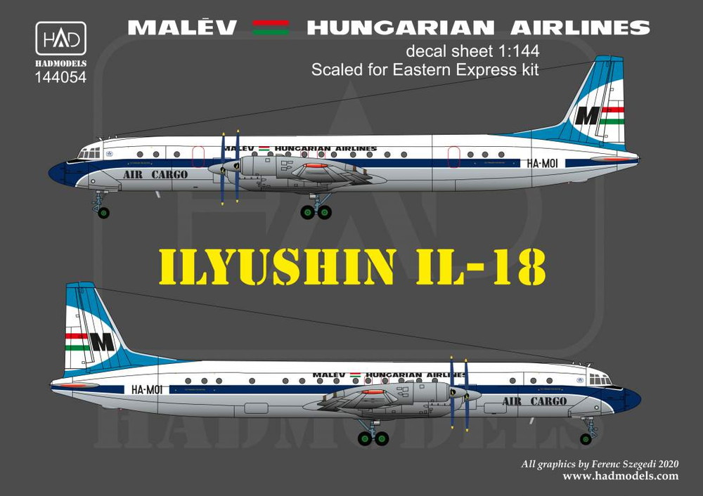 HADモデル1/144 イリューシンIL-18 70ｓ-80ｓ マレヴ・ハンガリー航空 デカール