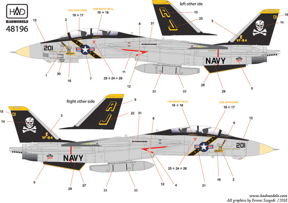 HADモデル 1/48 米海軍 F-14Aトムキャット VF-84ジョリーロジャース 