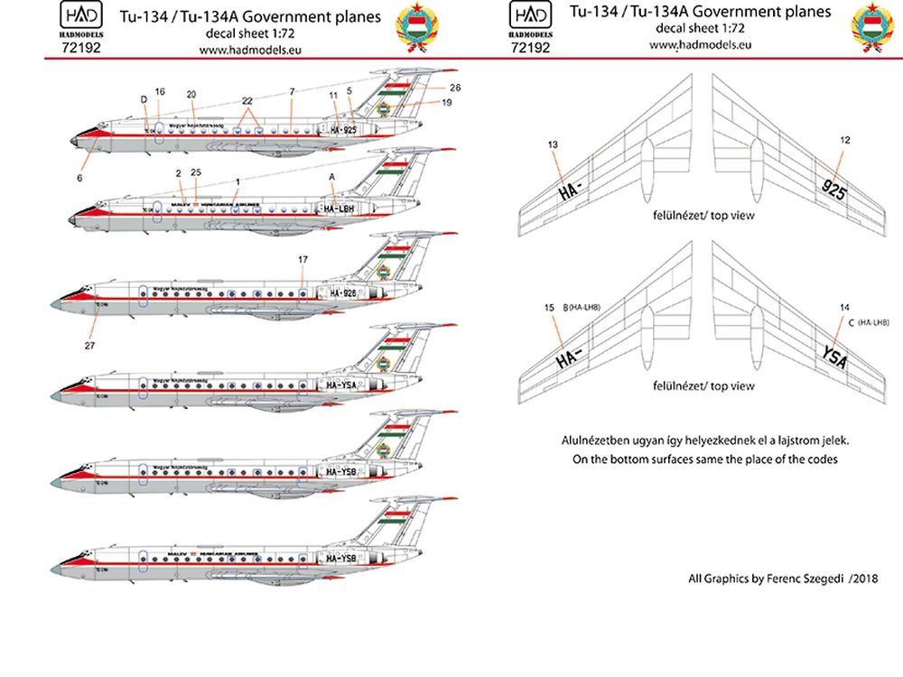 HADǥ 1/72 Tu-134/Tu134A ϥ󥬥꡼ѵѥǥ - ɥĤ