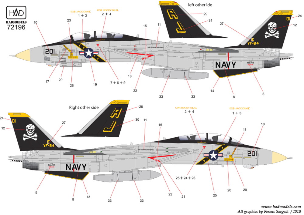 HADモデル 1/72 アメリカ海軍 F-14Aトムキャット VF-84 ジョリー 