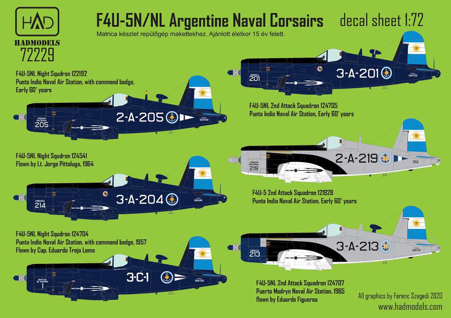 1/72 アルゼンチン海軍 F4U-5N/NL コルセア デカール
