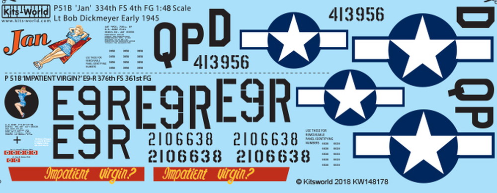 åĥ 1/48 WW.II ꥫ P-51B ޥ 'JAN'& 'Impatient Virgin' - ɥĤ