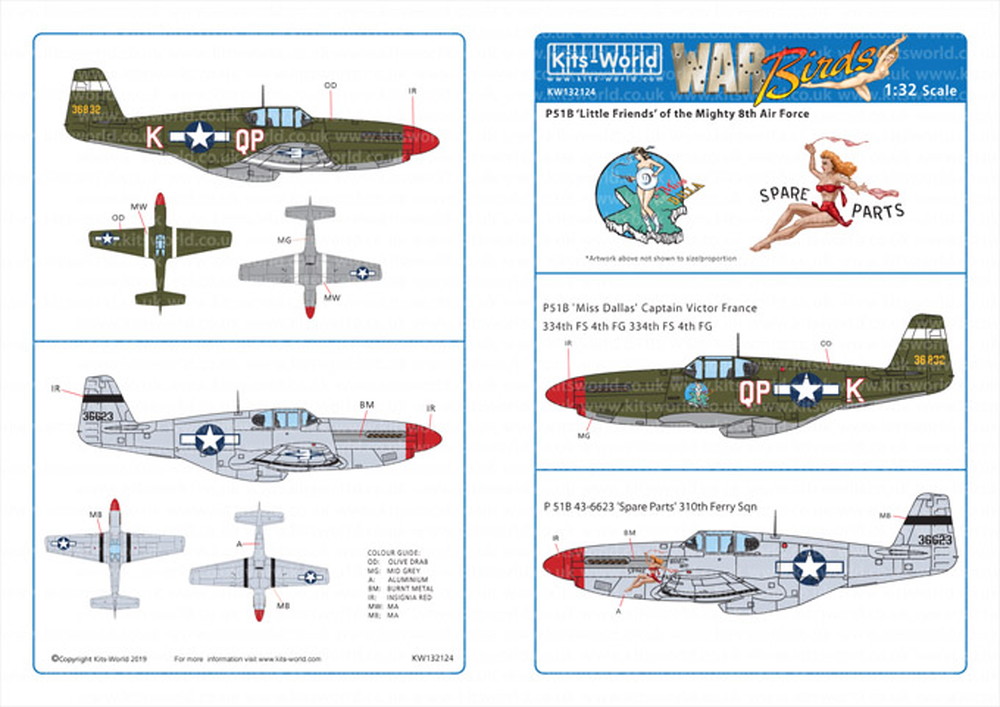 åĥ 1/32 WW.II ꥫ P-51B ޥ'Miss Dallas'&'Spare Parts' - ɥĤ