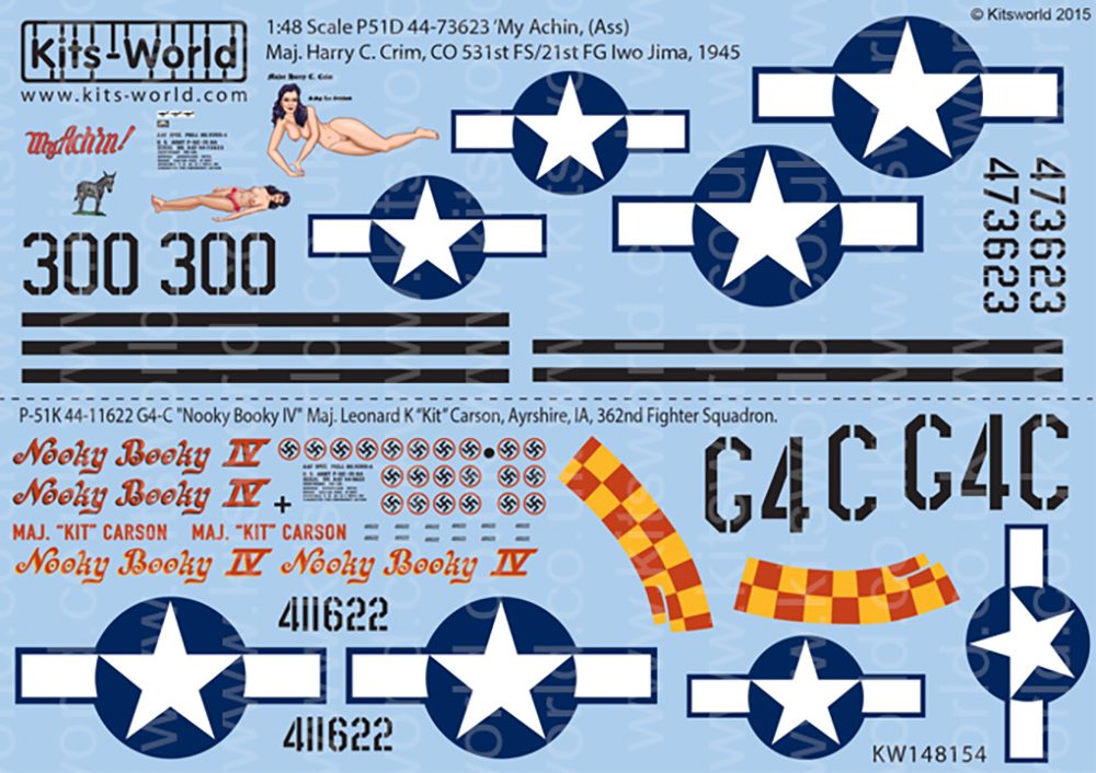 キッツワールドデカール 1/48 WW.II アメリカ軍 P-51D/K マスタング