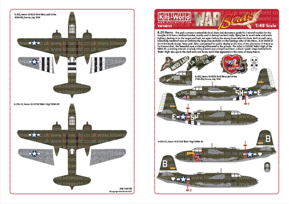 åĥɥǥ 1/48 WW.II ꥫΦ A-20G ϥܥå[Miss Laid]&[Ridin High]