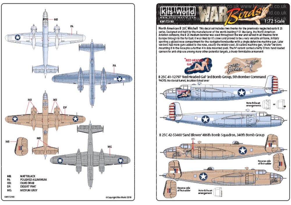 åĥ 1/72 WW.II ꥫ B-25Cߥå 'Red Headed Gal' Ρȵǥ - ɥĤ