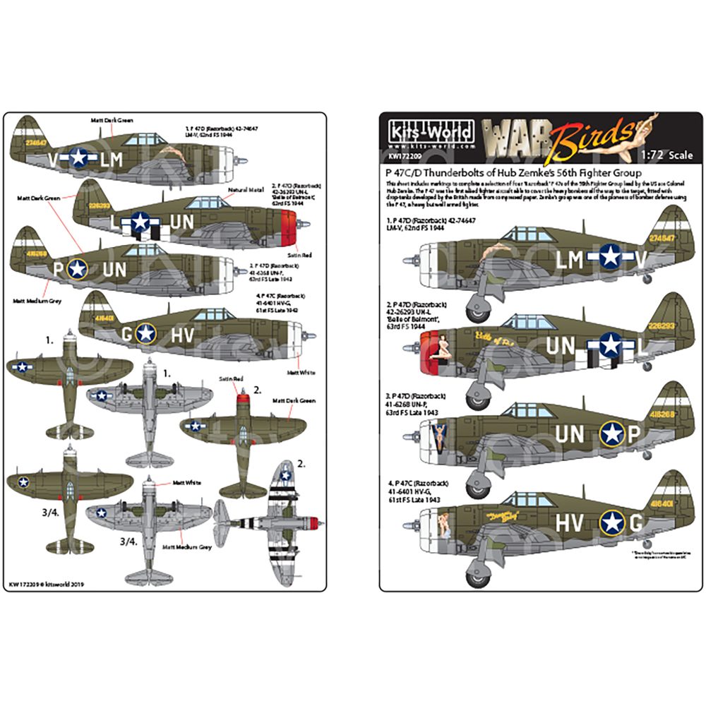 1/72 WW.II ꥫ P-47C/D ܥȥϥ֡ॱ 56Ʈ롼 ǥ륻å 1