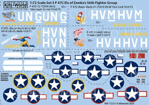 1/72 WW.II アメリカ軍 P-47C/D サンダーボルトハブ・ゼムケ 第56戦闘グループ デカールセット 2