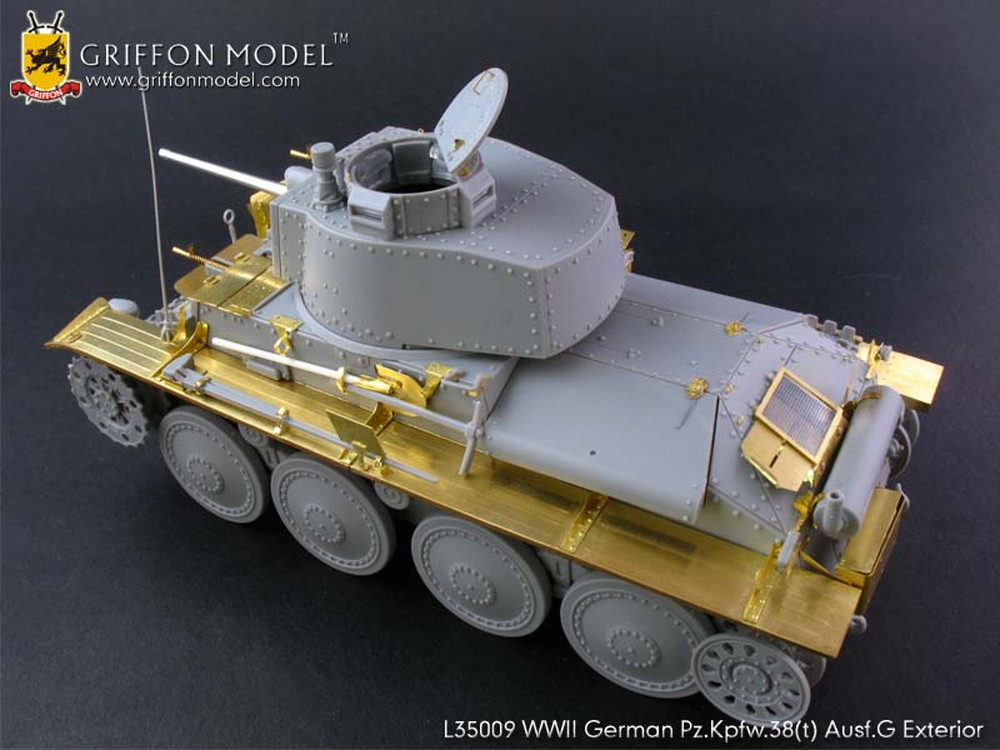 グリフォンモデル 1/35 WW.II ドイツ軍38(t)戦車G型 w/インテリア用ディテールアップパーツ（金属砲身付属） - ウインドウを閉じる