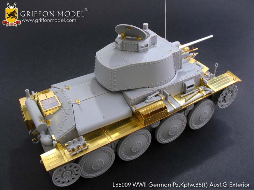 グリフォンモデル 1/35 WW.II ドイツ軍38(t)戦車G型 w/インテリア用ディテールアップパーツ（金属砲身付属）