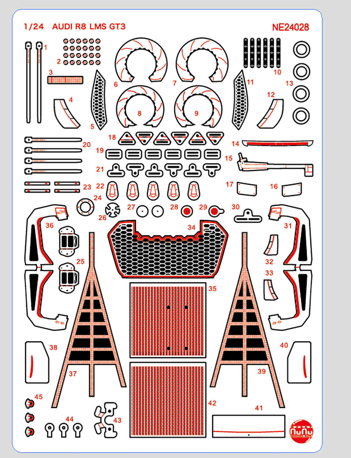 Detail-up Parts for 1/24 Audi HONG KONG R8 2015 MACAU GT