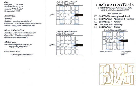 1/32 F-16A/B/C/D Fuselage Reinforcement Plates