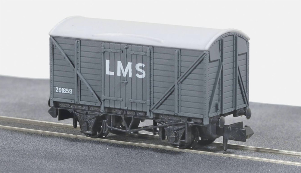 Nゲージ イギリス2軸貨車 木造有蓋車 (標準型・LMS・ライトグレイ)【NR-43M】 - ウインドウを閉じる