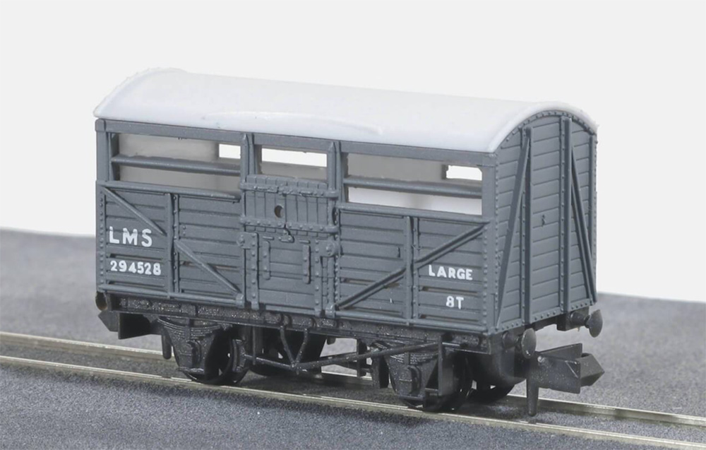 Nゲージ・イギリス2軸貨車 家畜車 (LMS・ライトグレイ)【NR-45M】 - ウインドウを閉じる