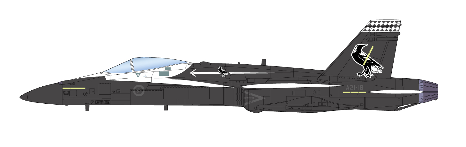 1/144 オーストラリア空軍 戦闘機 F/A-18A ホーネット NO.75 SQ 機種転換記念塗装 ’ブラック･マグパイ’ - ウインドウを閉じる