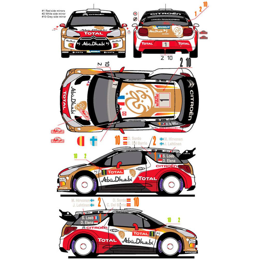 レーシングデカール43 1/24 シトロエン DS3 WRC ラリー・デュ・コンドロス 2013カーNo.1 2013 - ウインドウを閉じる