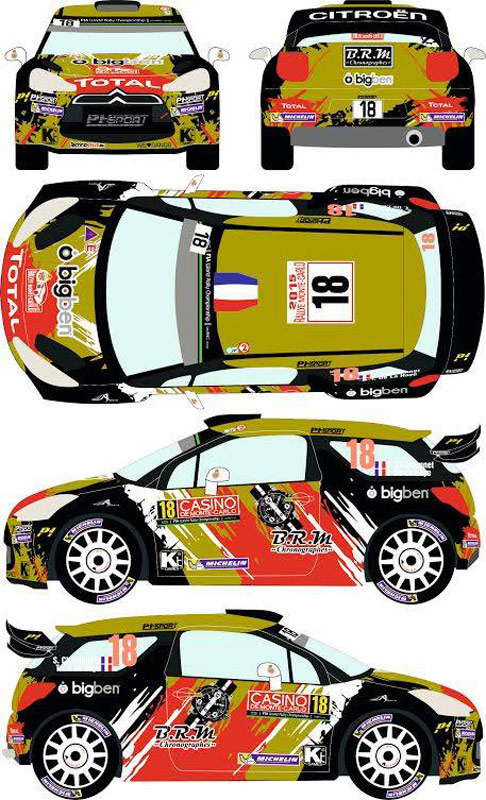 レーシングデカール43 1/24 シトロエンDS3 WRC　2015 モンテカルロラリー カーNo.18 - ウインドウを閉じる